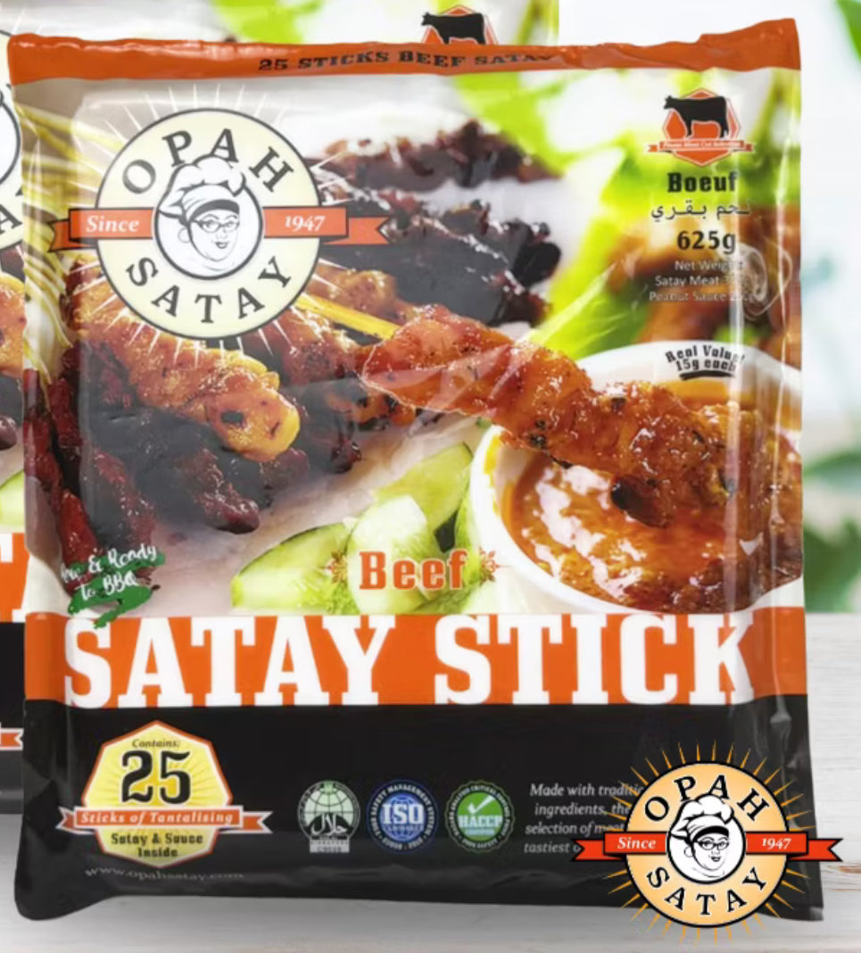 Opah Beef Satay 25 Stick + Satay Sauce 250g
