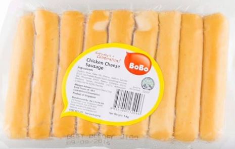 Bobo Chicken Cheese Sausages 1kg (16-17pcs)